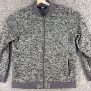 Lands End Fleece Jacket Mens Large Gray‎ Preppy Outdoor Athletic Camping Hiking